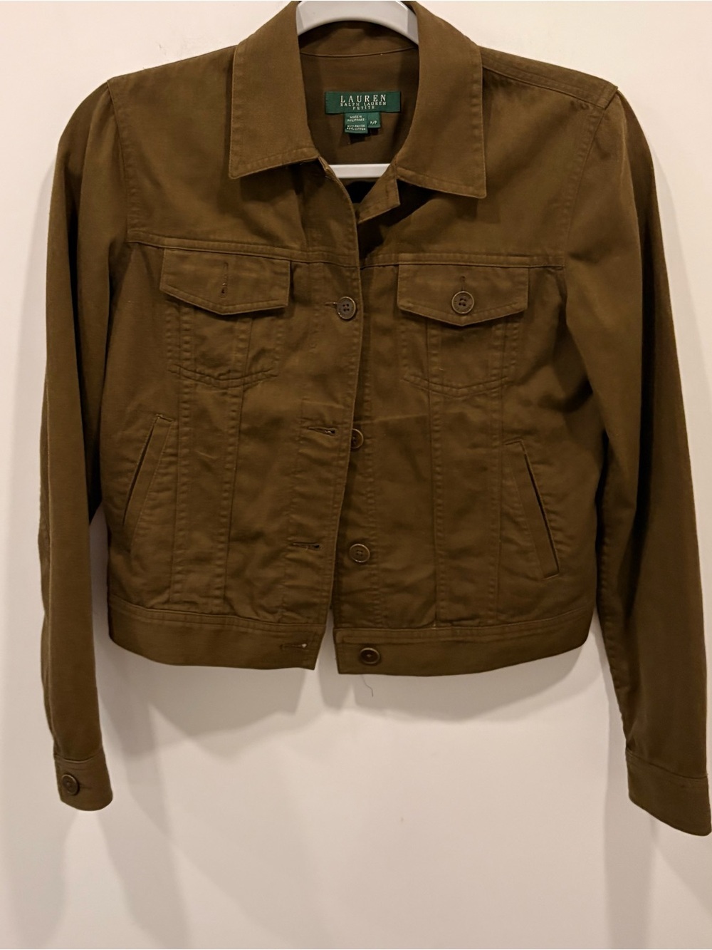 Ralph Lauren Jacket Lightweight 6-Pocket Army Olive Green Women Small Petite